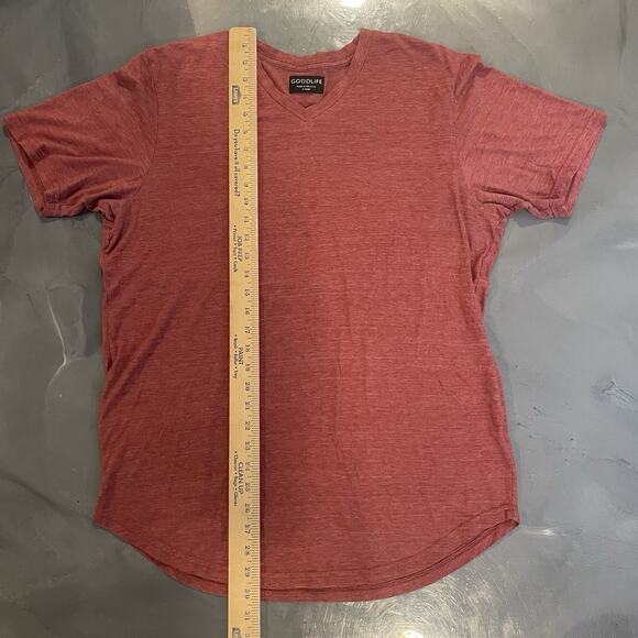 GoodLife T-Shirt Mens XL Heathered Red V Neck Pullover Short Sleeve USA Cotton - Picture 4 of 6